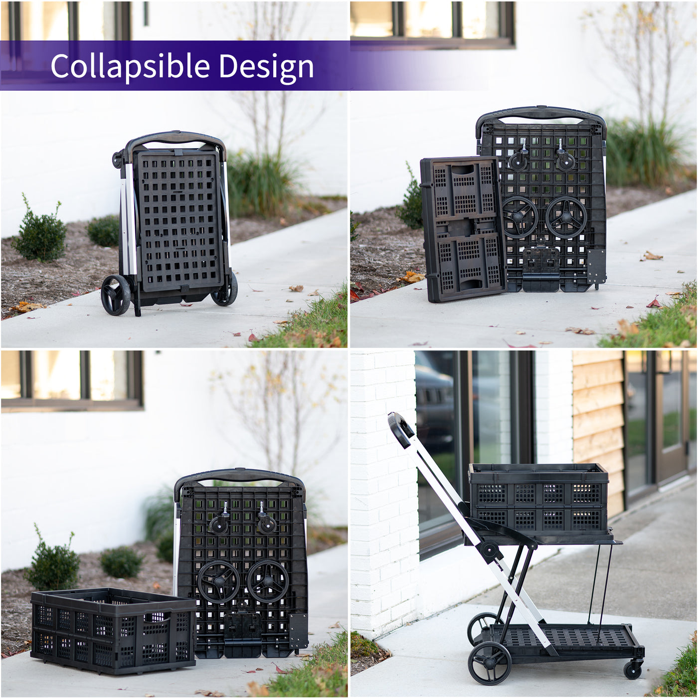 Life Finds by VIVO Black Collapsible Shopping Cart