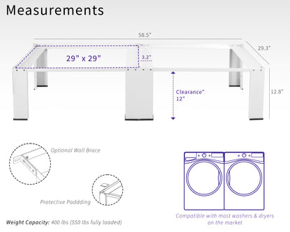 Washer and dryer pedestal raises your washer and dryer for easy access and underneath storage.