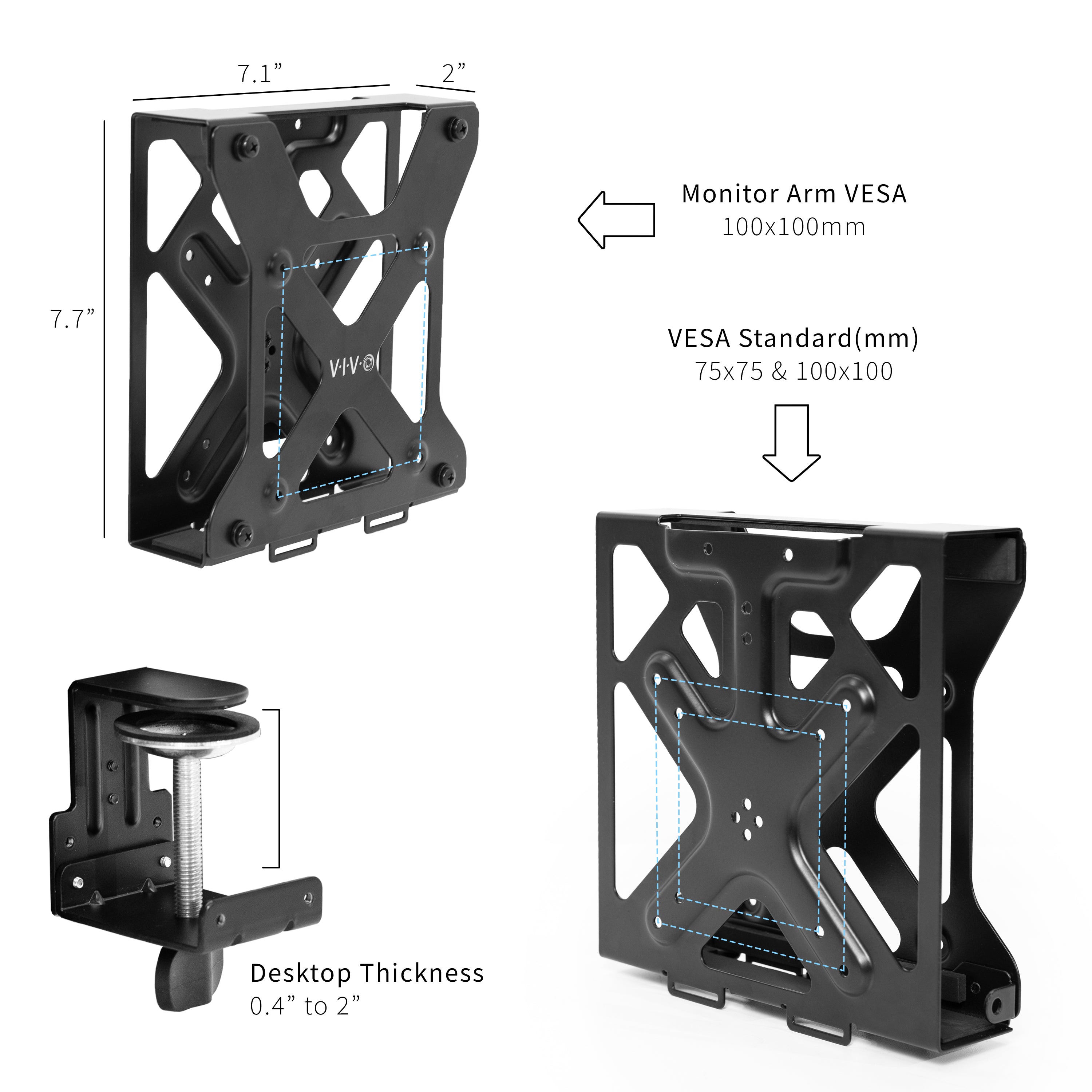 Sturdy VESA monitor mount designed for Dell OptiPlex Micro.