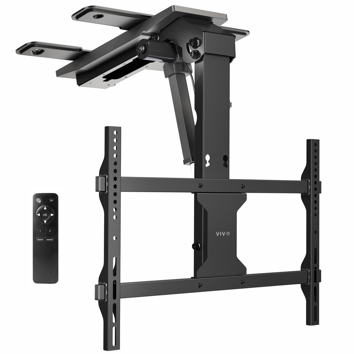 Electric Flip Down Ceiling TV Mount - 37" to 70" Screens on a white background