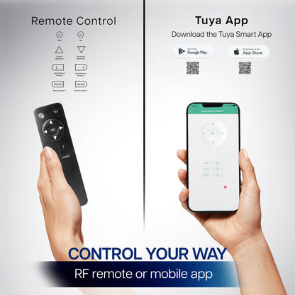 Electric Flip Down / Swivel Ceiling Mount for 37” to 86” TVs controlled your way via the remote control or Tuya app