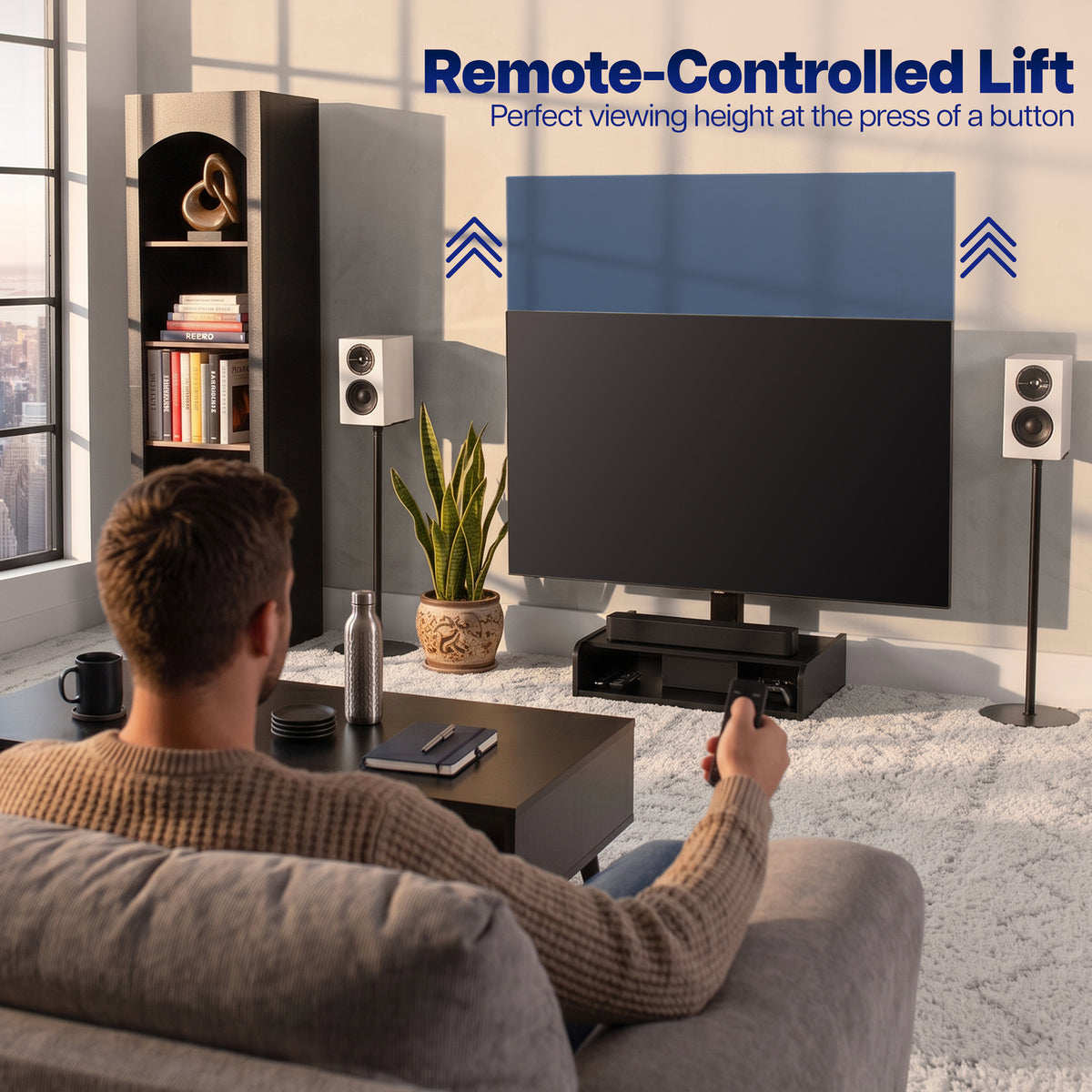 Freestanding Motorized TV Stand w/ Remote Control - 32” to 65” Screens