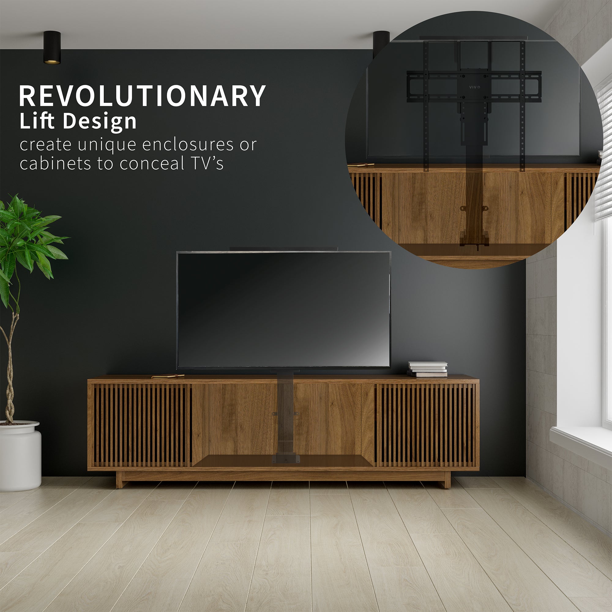 Motorized Large TV Stand for 37 to 77 inch Screens, Vertical Lift Television Stand with Remote Control, Compact TV Mount Bracket