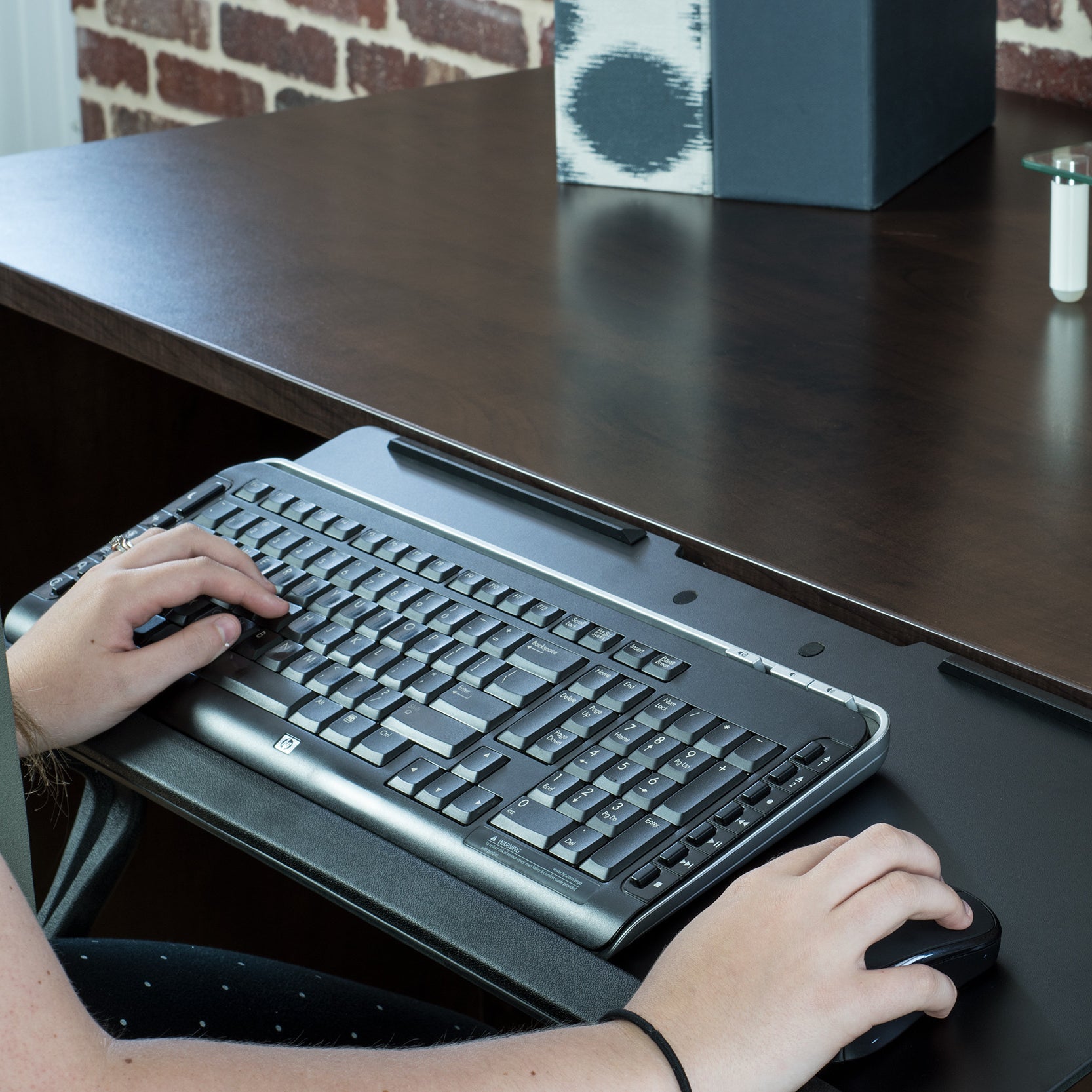 Ergonomic deluxe under desk keyboard tray mount attachment.