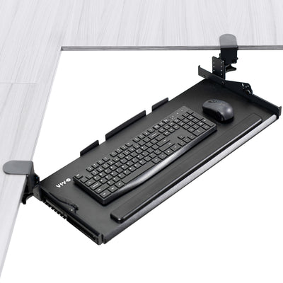 Black Clamp-on Height Adjustable Tilting Keyboard Tray