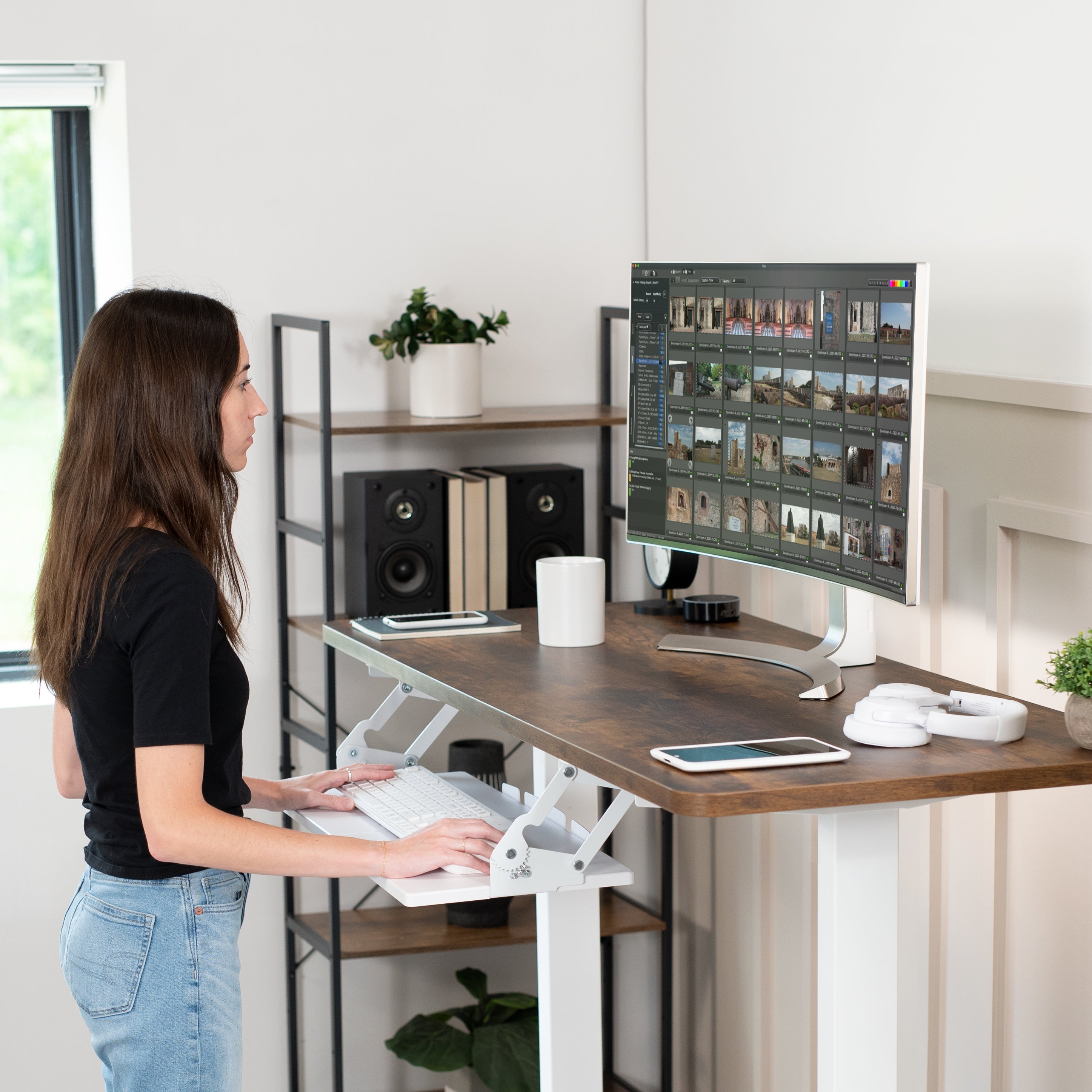 Under Desk Keyboard Tray with Swinging Height Adjustment