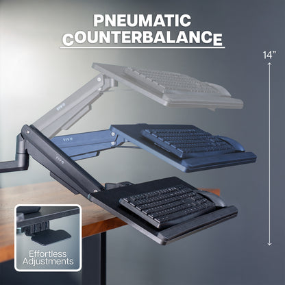 Pneumatic Pole Mounted Keyboard Tray