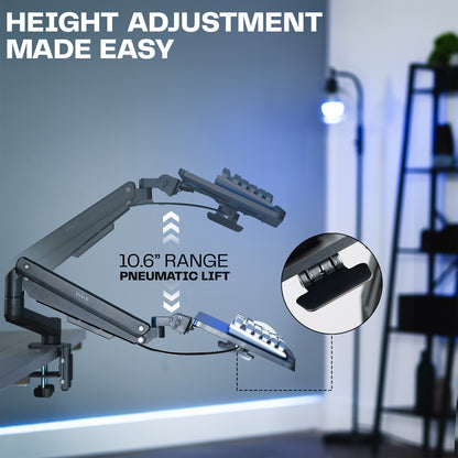Pneumatic Clamp-on Keyboard Tray