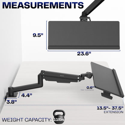 Pneumatic Clamp-on Keyboard Tray