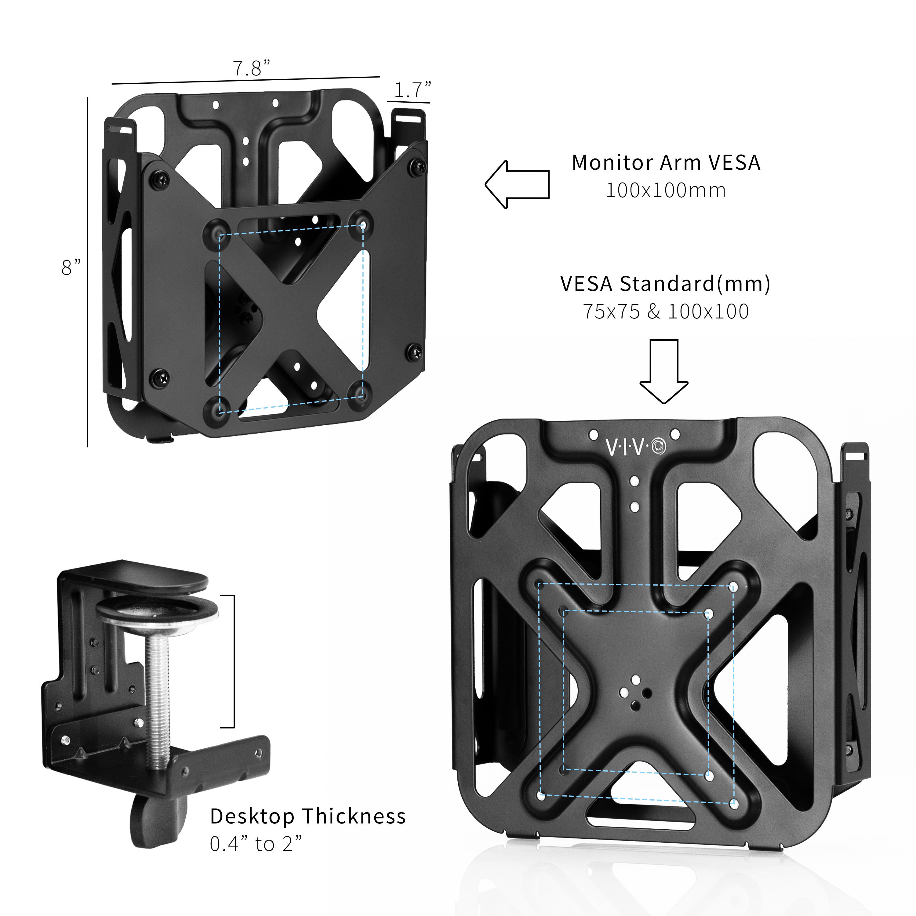 Behind Monitor VESA Mount Designed for Mac Mini CPU, 2010-2023 Models, Monitor Arm Computer Holder