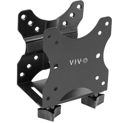Sturdy steel multi-functional PC mount for under desk, pole, or behind monitor VESA mounting.