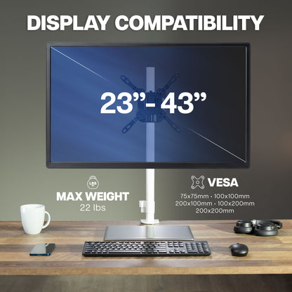 VESA monitor pole mount compatible with 23-inch to 43-inch monitors, TVs, and flat-screen displays
