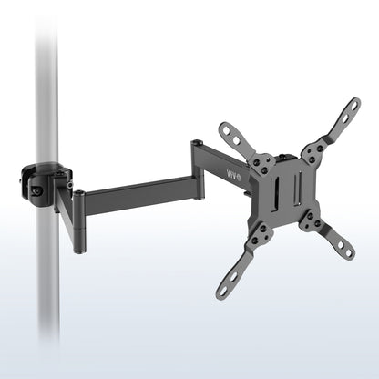Long arm VESA monitor pole mount with extended articulating arm for 23-inch to 43-inch screens