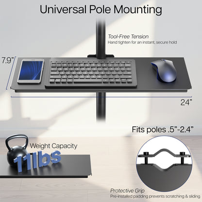 Measurements of Clamp-on Shelf Pole Mount