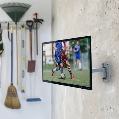 Quick release extending TV wall mount with tilt and swivel and built-in cable management. Includes 2 wall plates to provide installation in 2 different locations.