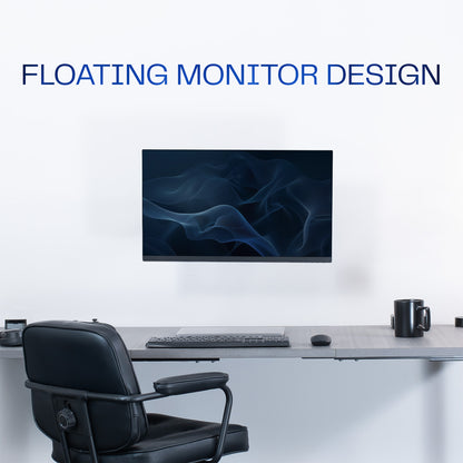 Floating monitor design allows the screen be raised up off desk to enjoy extra space.