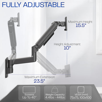 Fully adjustable Mechanical Arm Single Ultrawide Monitor Wall Mount
