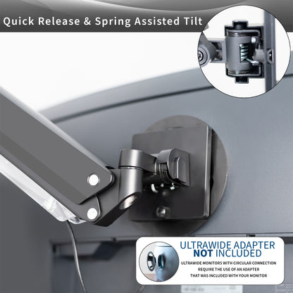 Quick release VESA plate with spring assisted tilt joint