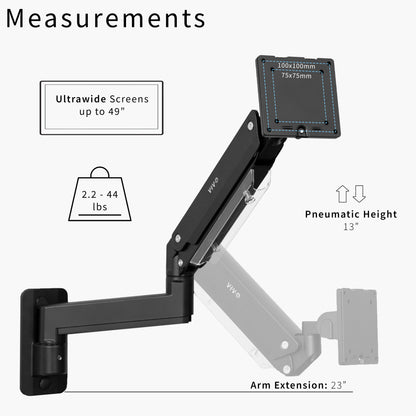 Premium Aluminum Heavy Duty Monitor Arm for Ultrawide Screens up to 49 inches and 44 lbs