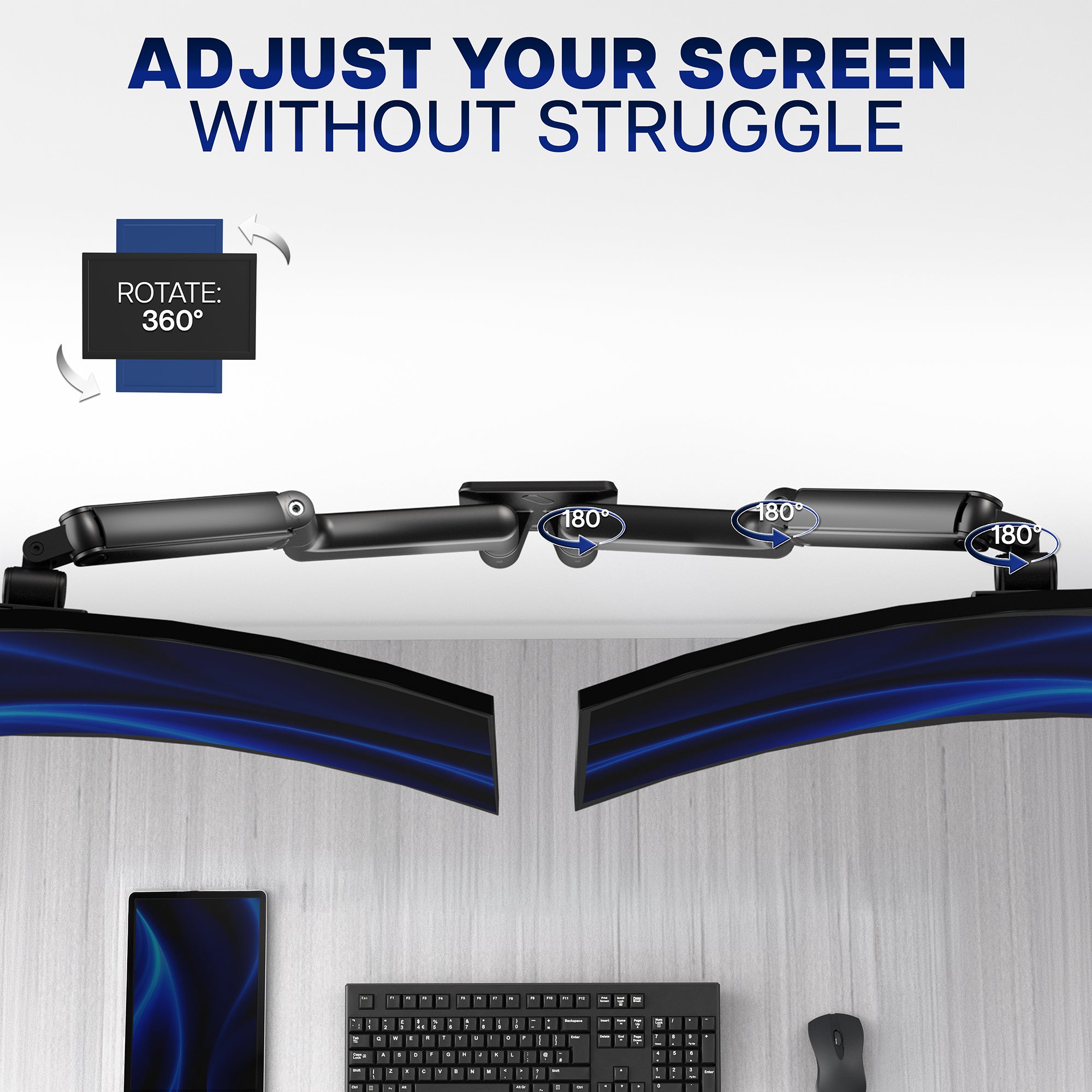 Premium Dual Arm Ultrawide Monitor Wall Mount - Up to 45" Screens