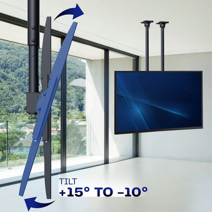 Tilting feature on a ceiling tv mount