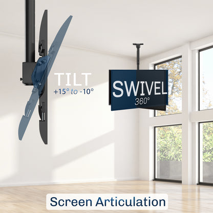 Screen articulation of ceiling tv mount