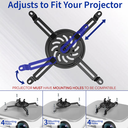 Check mounting hole spacing for compatibility, only compatible with projectors with mounting holes.