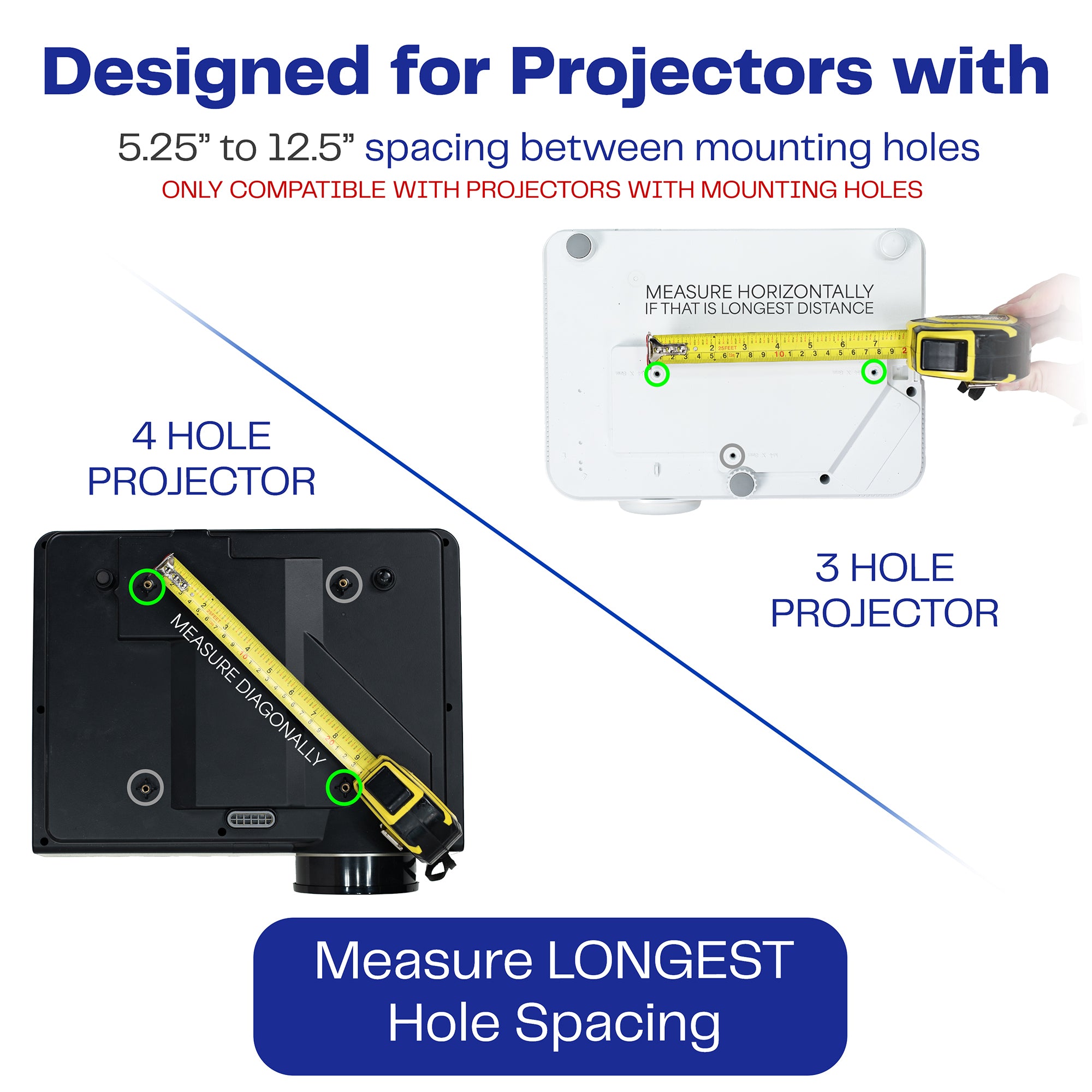 White Drop Ceiling Projector Mount with Scissor Clamp