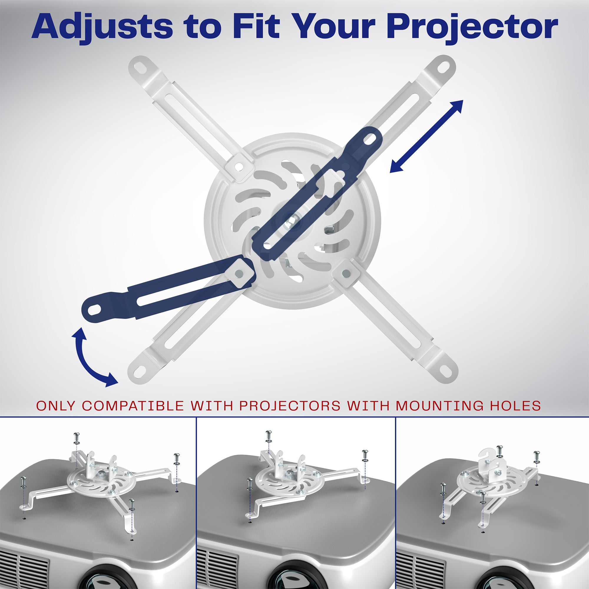 White Drop Ceiling Projector Mount with Scissor Clamp