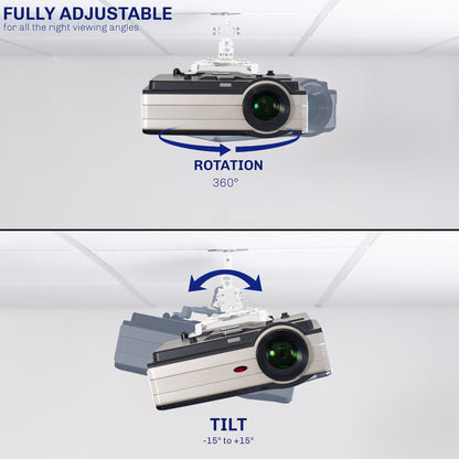 White Drop Ceiling Projector Mount with Scissor Clamp