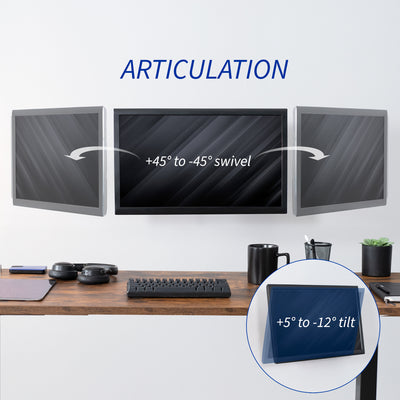 Sturdy adjustable single monitor ergonomic wall mount for office workstation with articulation.