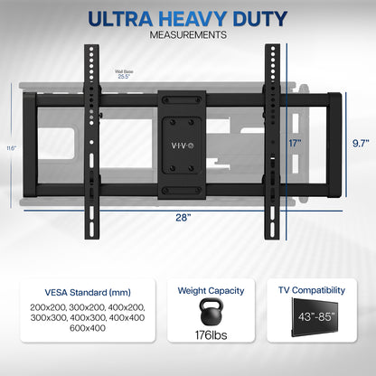 Full Motion 43” to 85” TV Wall Mount with Long Arm