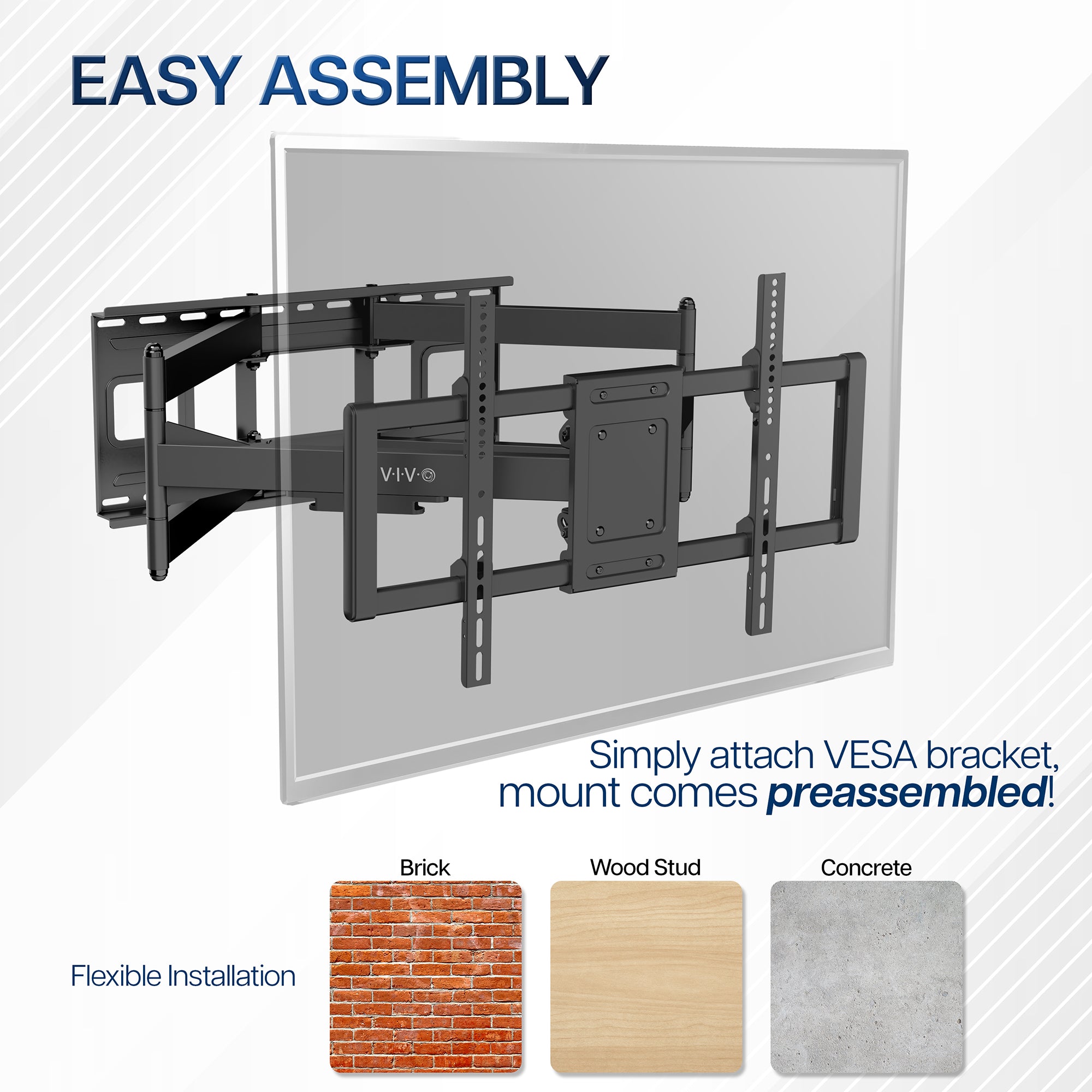 Full Motion 43” to 85” TV Wall Mount with Long Arm