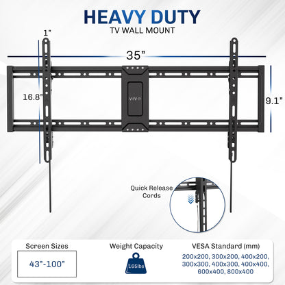 Heavy duty TV wall mount with 165 lb weight capacity