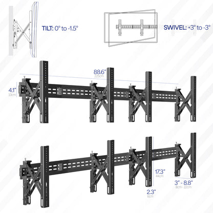 VIVO 2x2 Pop-Out Video Wall Mount for a large 4-TV display in a home or professional setting.