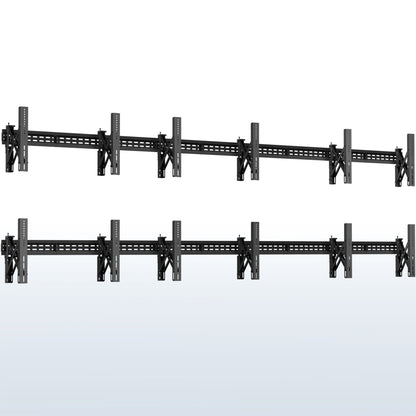 A set of black video wall mounts designed to support multiple TVs.