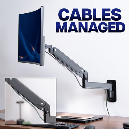 Pneumatic Arm Single Ultrawide Monitor Wall Mount