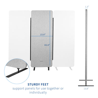 Single Panel Gray Freestanding Room Divider provides a convenient partition and workspace privacy.