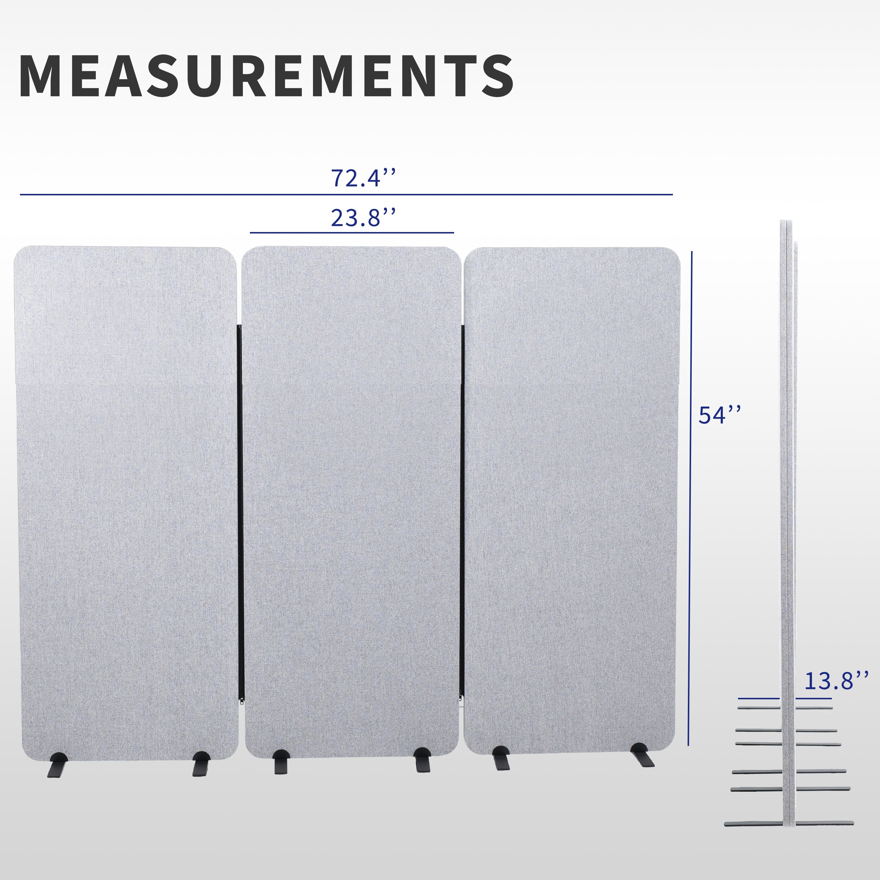 Shorter 3-Panel Gray Freestanding Room Divider provides a convenient partition and workspace privacy.