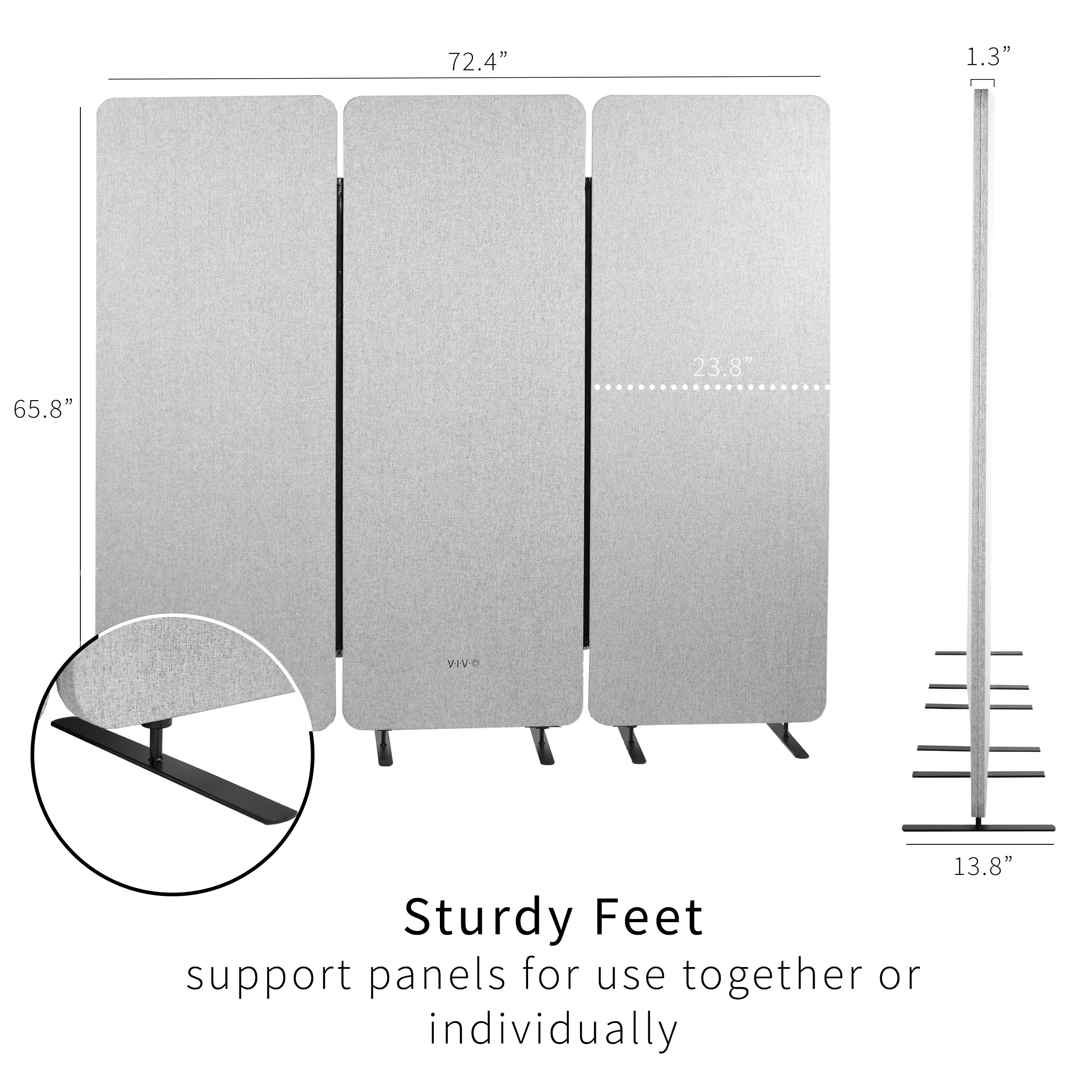 3-Panel Gray Freestanding Room Divider provides a convenient partition and workspace privacy.