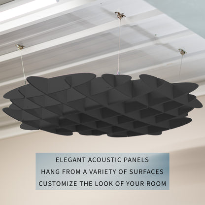 Acoustic ceiling waffle panel with sound-absorbing felt construction designed to reduce echo and ambient noise
