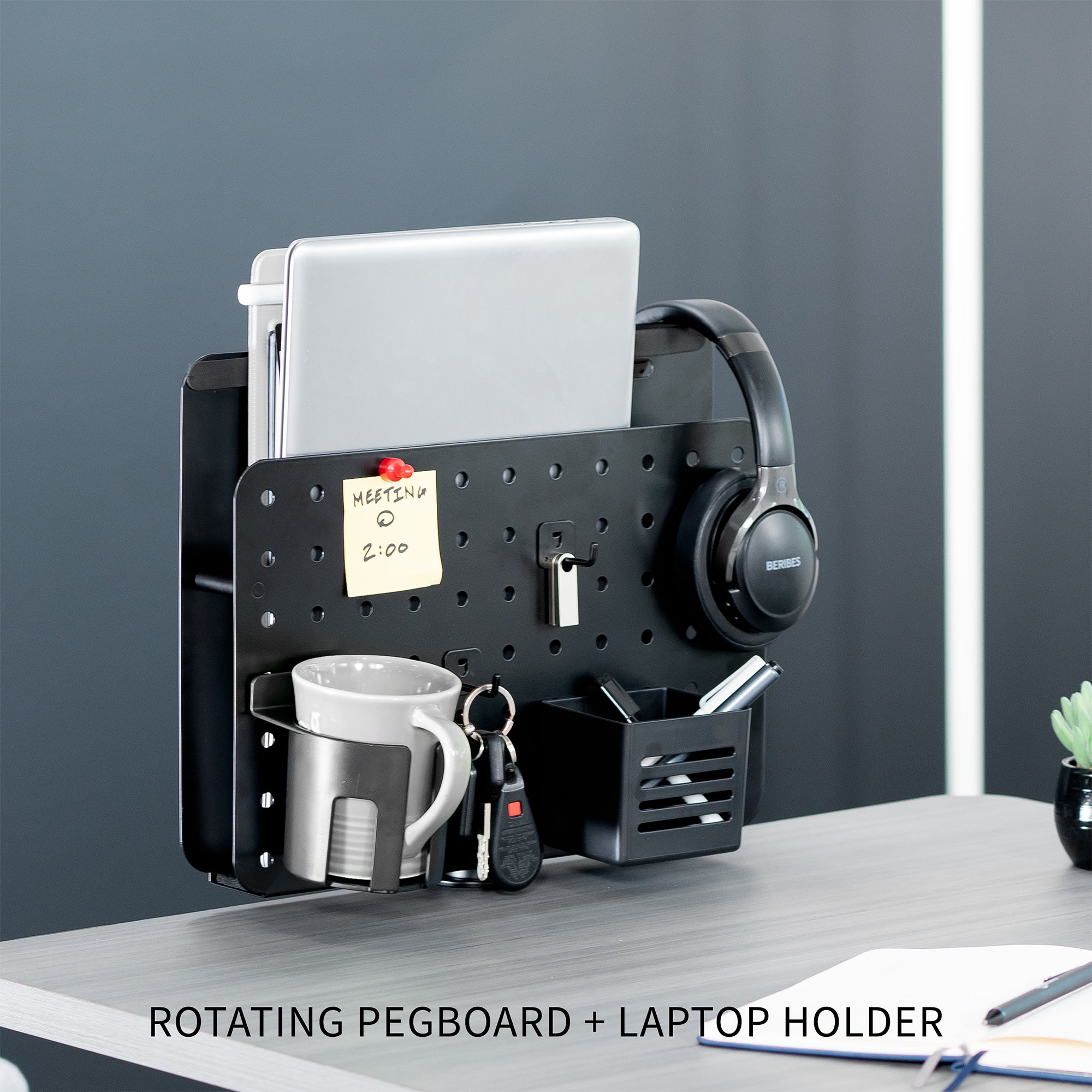 Clamp-on Rotating Pegboard with Laptop Holder