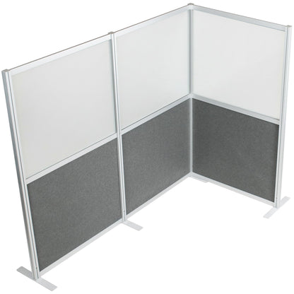 L-Shape Modular Corner Wall System, 3 Panels, Modern Professional Office Cubicle Dividers, Freestanding Privacy Screen