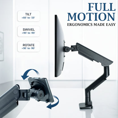 VIVO PRO Pneumatic Arm Single Ultrawide Monitor Desk Mount - Up to 57" Screens