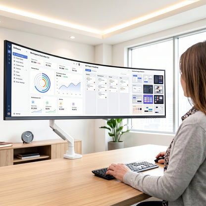 VIVO PRO Pneumatic Arm Single Ultrawide Monitor Desk Mount - Up to 57" Screens