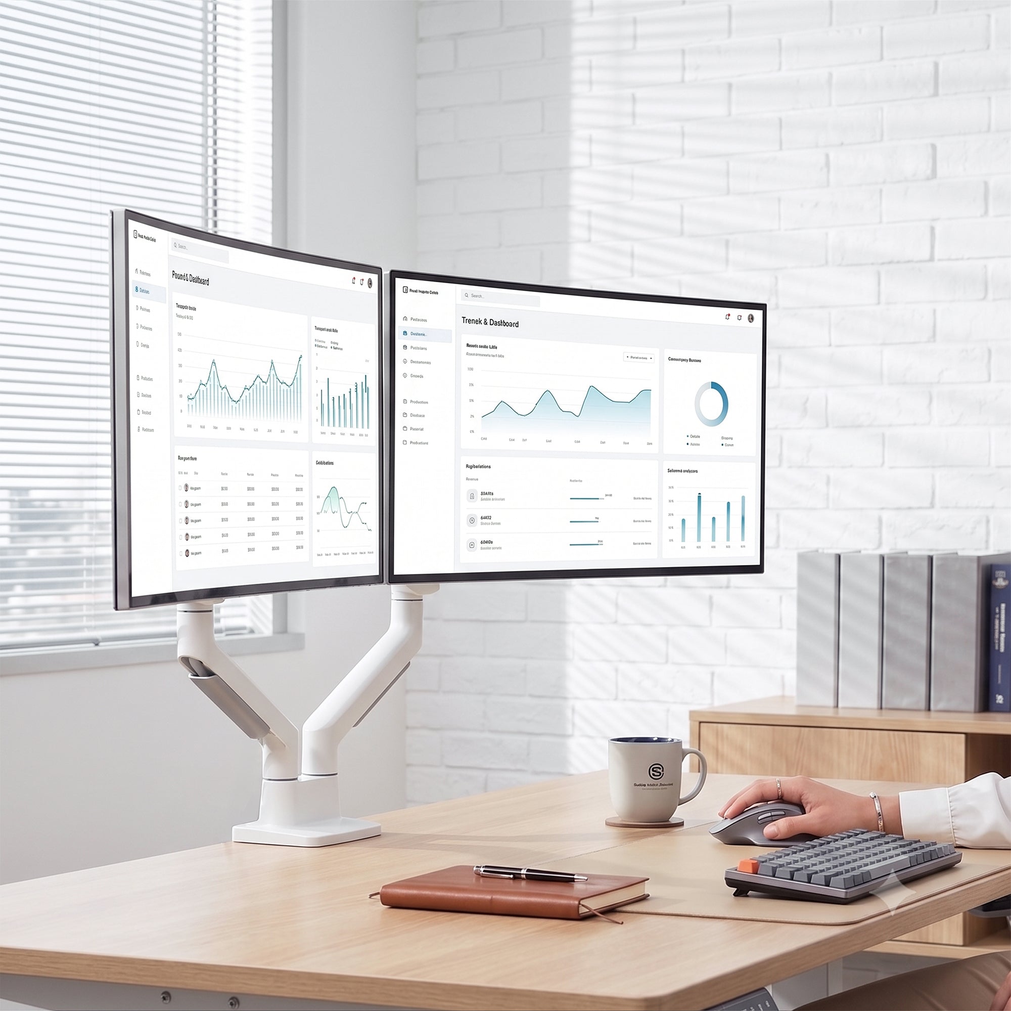VIVO PRO Pneumatic Arm Dual Ultrawide Monitor Desk Mount - Up to 45" Screens