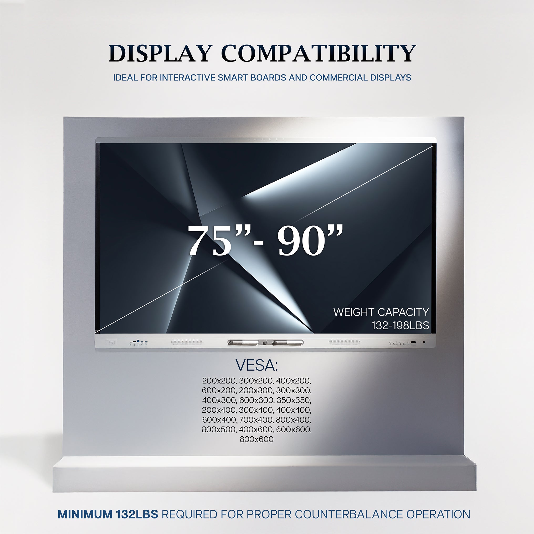 PRO 75”-90” inch Manual Height Adjustable TV and Display Wall Mount and VESA compatibility