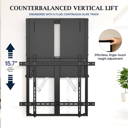 PRO 75”-90” inch Manual Height Adjustable TV and Display Wall Mount Counterbalance Vertical Lift