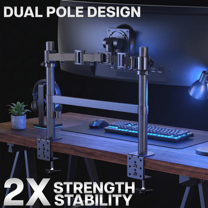 2-Pole Ultrawide Vertical Monitor Desk Mount - Up to 57” Screens