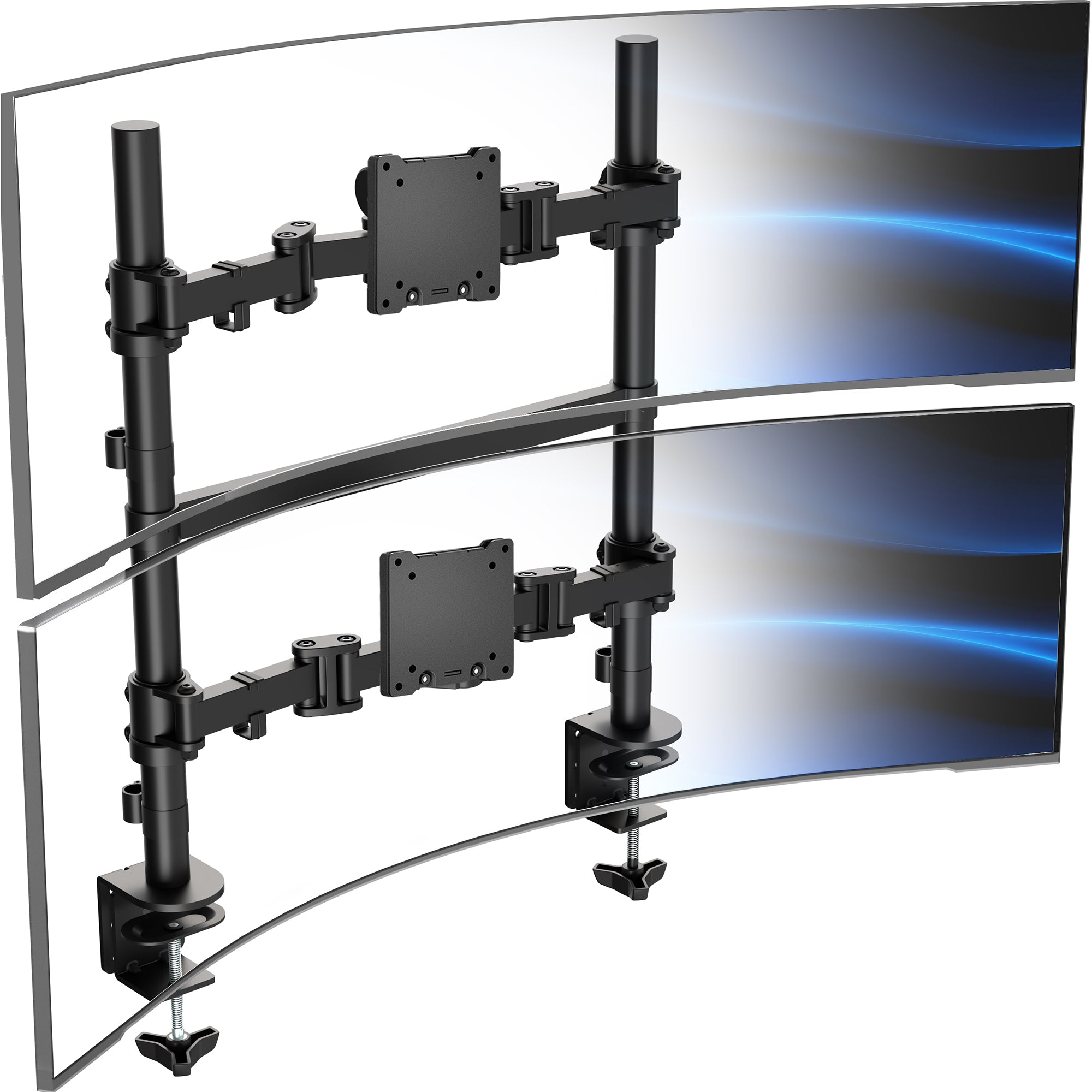 2-Pole Dual Ultrawide Vertical Monitor Desk Mount - Up to 57" Screens